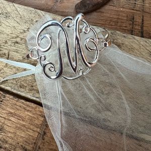 Monogram Letter ‘M’ Silver Tone Bracelet